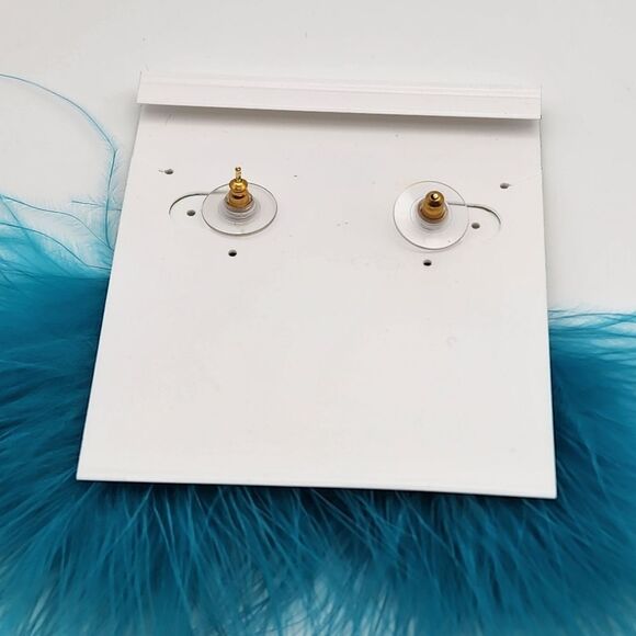 NWT Molly Phillips Blue Feather Earrings - Picture 4 of 4